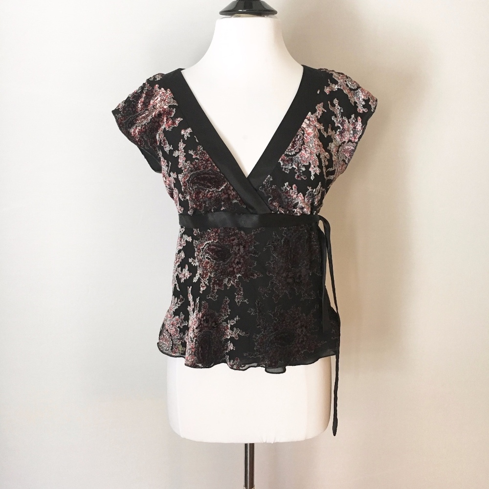 JALOUX ZALU Floral Velvet Top Size S